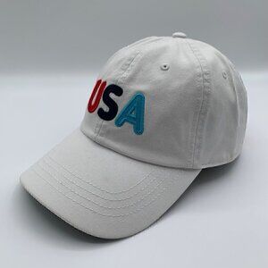 USA State of Mine Mens White Relaxed Fit Adjustable Strapback Hat